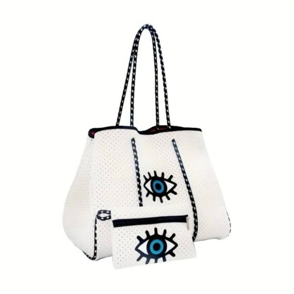 Large Neoprene Tote with Evil Eye - Picture 2 of 8